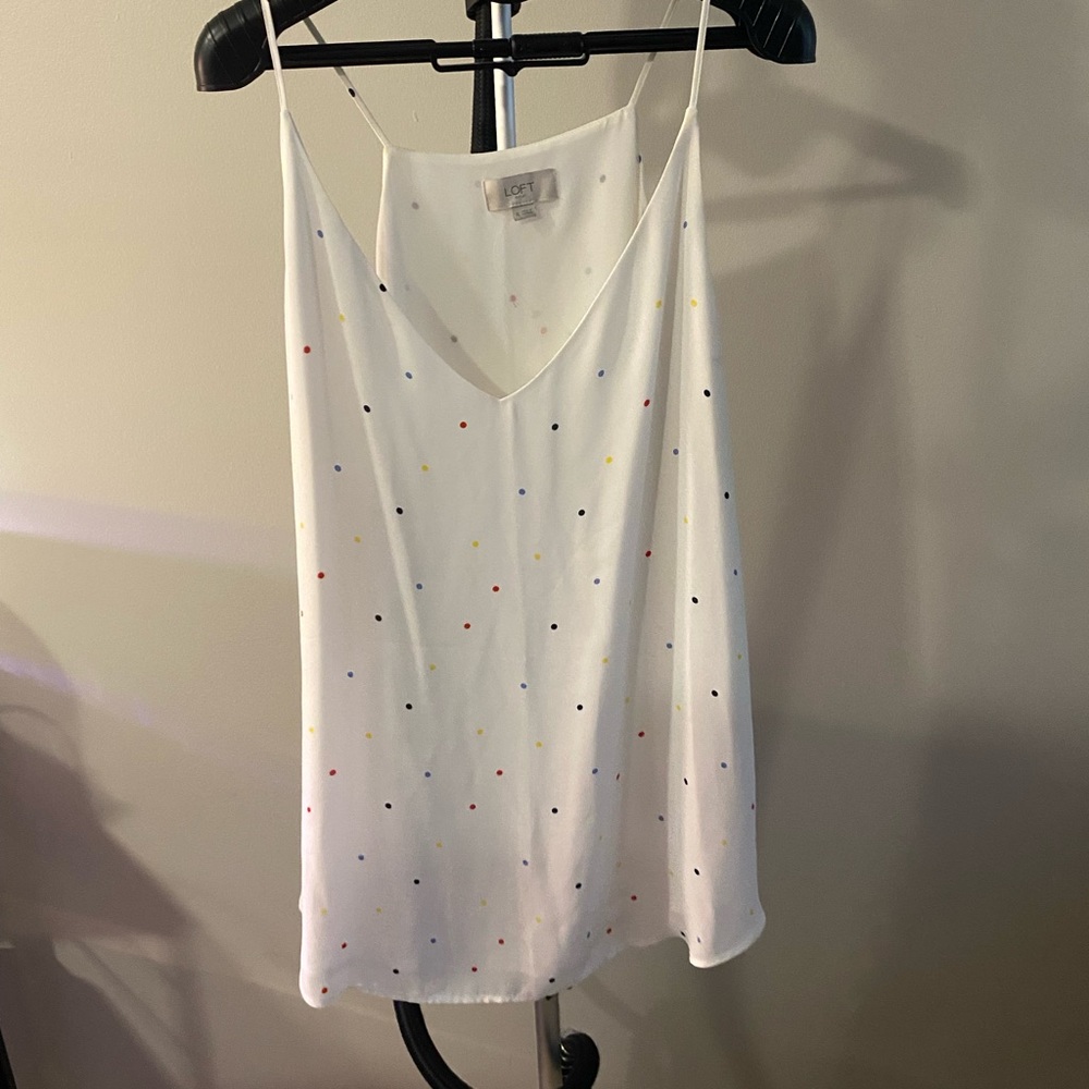 LOFT White Camisole with Colorful Dots